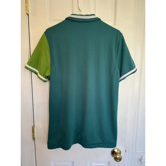 Paterson Men’s Courtside Teal & Green Short Sleeve Button‎ Up Snap Shirt Medium - Picture 5 of 16